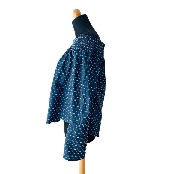 Derek Lam 10 Crosby Navy Clip Dot Off the Shoulder Top Size 2 - Picture 6 of 9